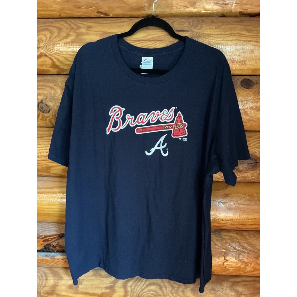Atlanta Braves MLB T-Shirt Mens 3XL Navy Blue Delta Ringspun Cotton Tomahawk Tee